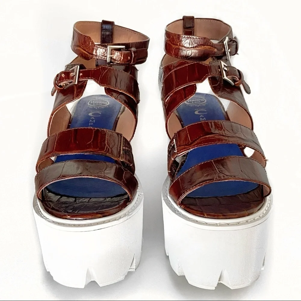 JEFFREY CAMPBELL Weymouth Brown Havana Platform Gladiator Sandals